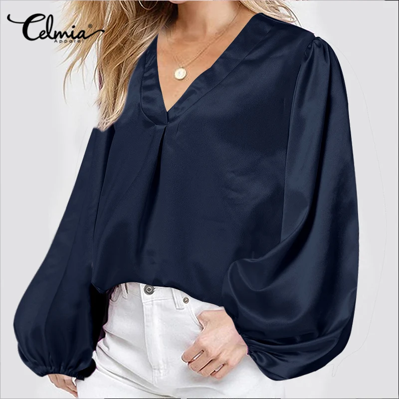 Autumn 2022 Glossy Tops Celmia Women Sexy Deep V-neck Blouses Elegant Satin Chemise Casual Long Lantern Sleeve Fashion Shirts
Autumn 2022 Glossy Tops Celmia Women Sexy Deep V-neck Blouses Elegant Satin Chemise Casual Long Lantern Sleeve Fashion Shirts