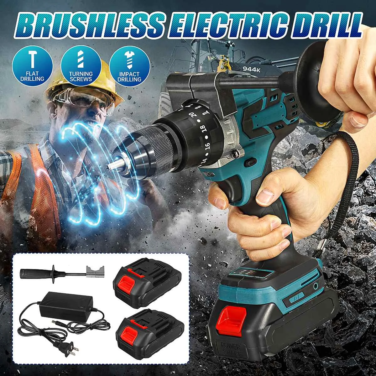 New Brushless Electric Drill 20 Torque 520N.M Cordless Screwdriver 13mm Chuck Li-ion Battery Electric Power Screwdriver Drill
New Brushless Electric Drill 20 Torque 520N.M Cordless Screwdriver 13mm Chuck Li-ion Battery Electric Power Screwdriver Drill