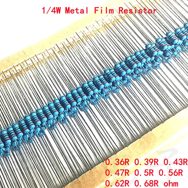 100pcs 1/4W Metal Film Resistor 1% 0.36R 0.39R 0.43R 0.47R 0.5R 0.56R 0.62R 0.68R 0.36 0.39 0.43 0.47 0.5 0.56 0.62 0.68 Ohm
100pcs 1/4W Metal Film Resistor 1% 0.36R 0.39R 0.43R 0.47R 0.5R 0.56R 0.62R 0.68R 0.36 0.39 0.43 0.47 0.5 0.56 0.62 0.68 Ohm