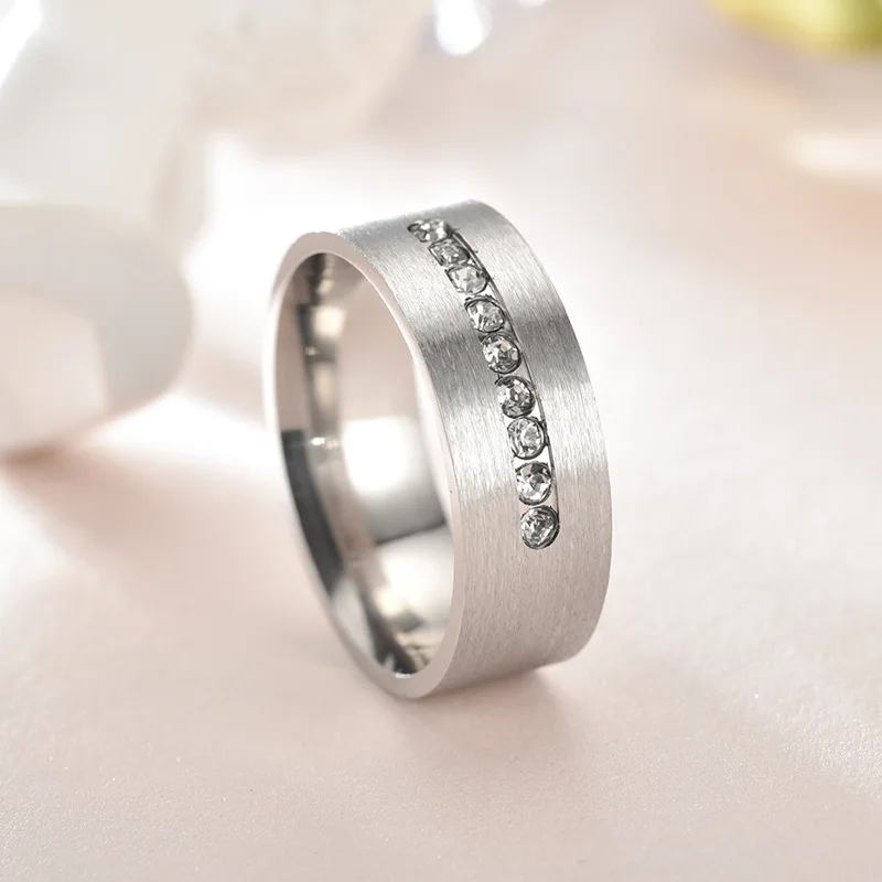 Classic 8MM Wide Ring Stainless Steel Nine Grain Crystal Silver Color Wedding Rings for Women Jewelry Gift DH03
Classic 8MM Wide Ring Stainless Steel Nine Grain Crystal Silver Color Wedding Rings for Women Jewelry Gift DH03
