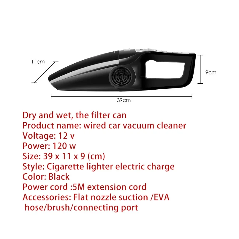 120W Portable Car Vacuum Cleaner High Suction For Car Wet And Dry dual-use Vacuum Cleaner Handheld 12V Mini Car Vacuum Cleaner
120W Portable Car Vacuum Cleaner High Suction For Car Wet And Dry dual-use Vacuum Cleaner Handheld 12V Mini Car Vacuum Cleaner