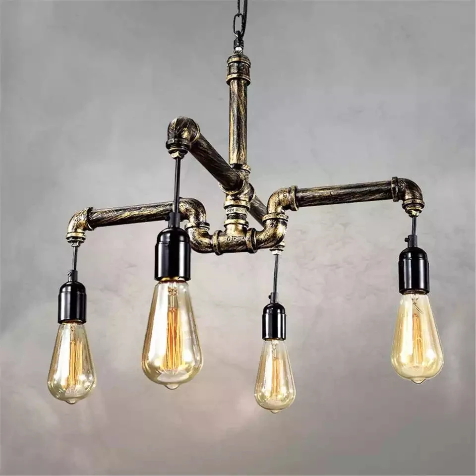 

Лампа в стиле лофт для водопроводной трубы, подвесные светильники Эдисона, винтажные промышленные осветительные приборы E27 для столовой, ба...
