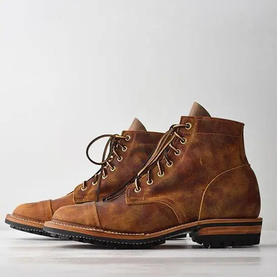 Retro Low Square Heel Square Toe Thin Strap Men's Casual All-match Men's Boots