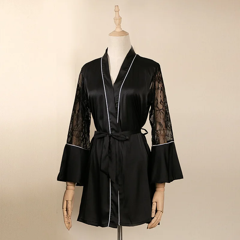 Sexy Sleepwear With Lace Bride Bridesmaid Wedding Robe Women Kimono Gown Satin Bathrobe Faux Silk Intimate Lingerie Nightgown
Sexy Sleepwear With Lace Bride Bridesmaid Wedding Robe Women Kimono Gown Satin Bathrobe Faux Silk Intimate Lingerie Nightgown
