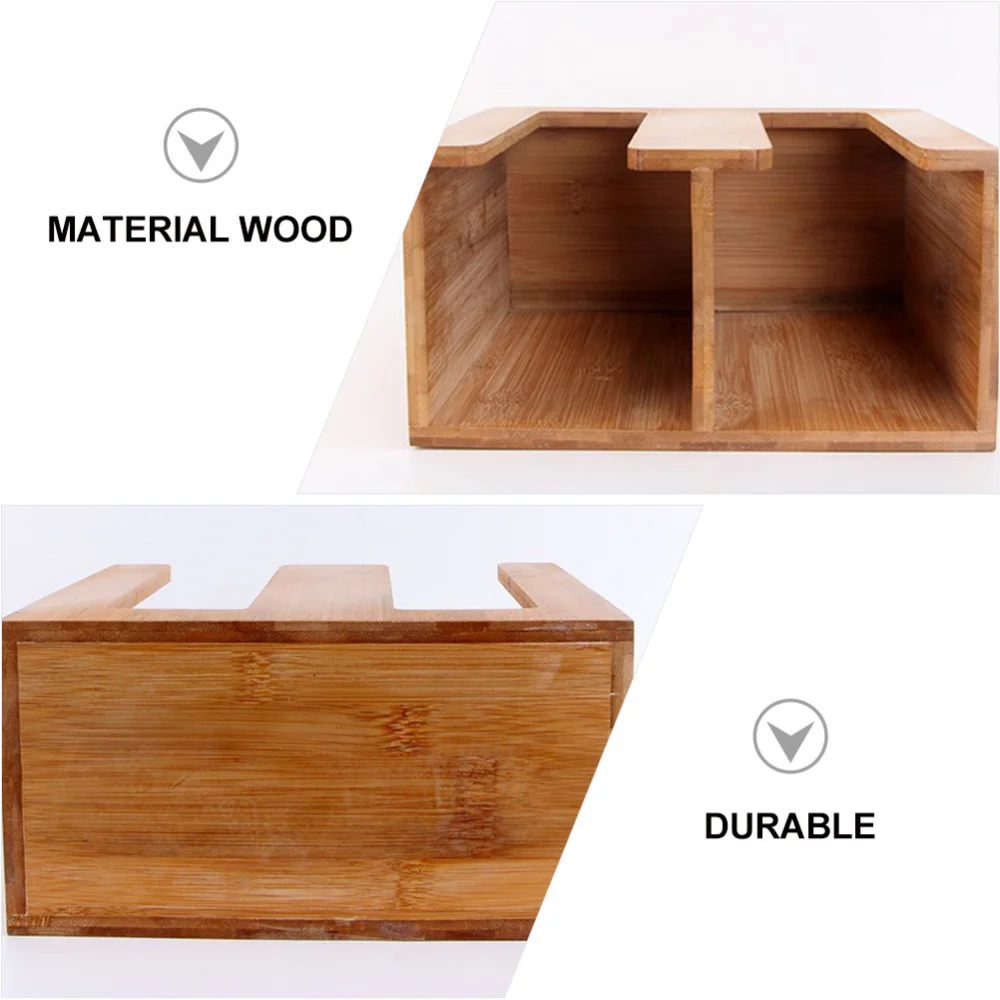 1pc Wooden Coffee Cup Straws Holder Tea Shop Cups Compartment Stand