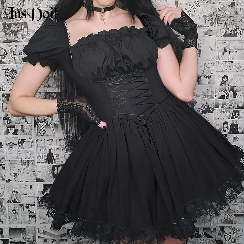 InsDoit Gothic Black Corset Dress Women Harajuku Vintage Lace Aesthetic Lace Up High Waist Mini Dress Punk Elegant A Line Dress
InsDoit Gothic Black Corset Dress Women Harajuku Vintage Lace Aesthetic Lace Up High Waist Mini Dress Punk Elegant A Line Dress