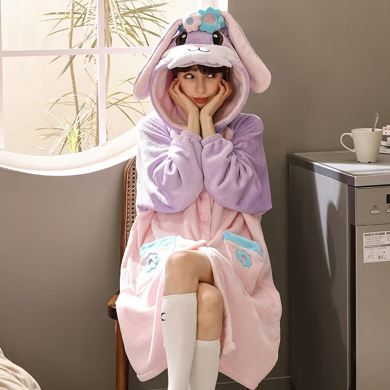 Velvet warm hooded fashion sweet cute rabbit female robe coral velvet pajamas animal cute cartoon pajamas robe female nightdress
Velvet warm hooded fashion sweet cute rabbit female robe coral velvet pajamas animal cute cartoon pajamas robe female nightdress