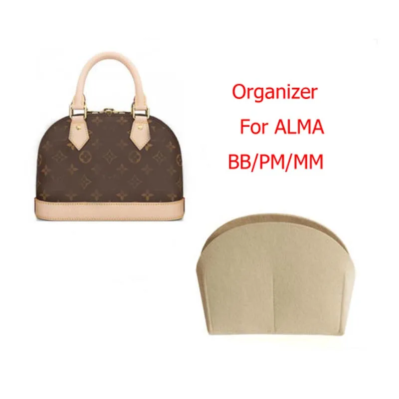 

Fits For Alma BB Insert Bags Organizer Makeup Handbag Organize Travel Inner Purse Portable Cosmetic base shaper Shell organizer