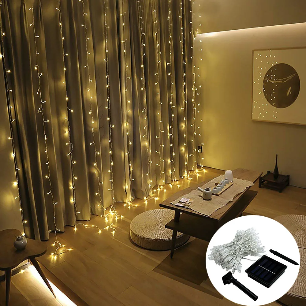Solar Powered led Icicle Curtain String Lights 8 Modes 3x2/3x3m Waterproof Christmas Garland Lights For Wedding Party Garden
Solar Powered led Icicle Curtain String Lights 8 Modes 3x2/3x3m Waterproof Christmas Garland Lights For Wedding Party Garden