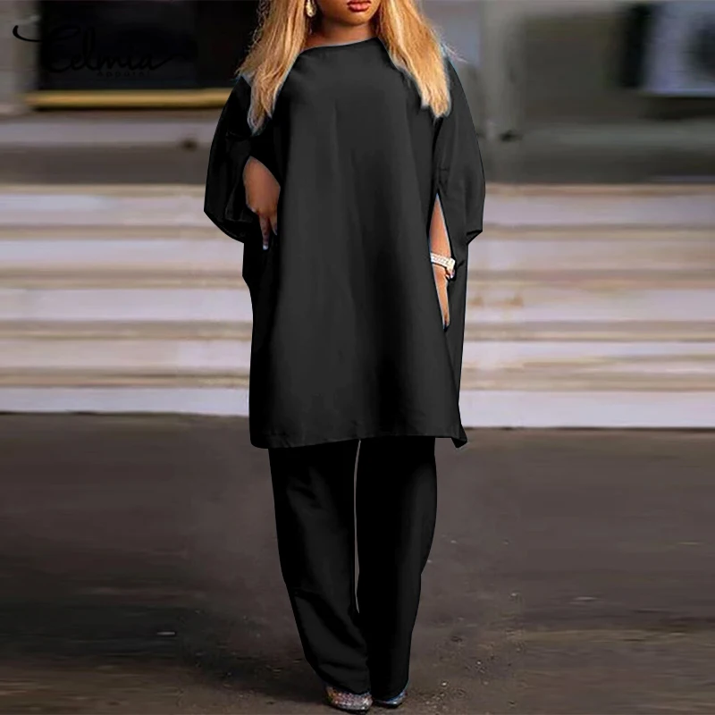 Women Satin 3/4 Sleeve 2pcs Sets Celmia Sexy Off Shoulder Baggy Long Blouse Casual Loose Wide Leg Pant Sets Autumn Fashion Suits
Women Satin 3/4 Sleeve 2pcs Sets Celmia Sexy Off Shoulder Baggy Long Blouse Casual Loose Wide Leg Pant Sets Autumn Fashion Suits