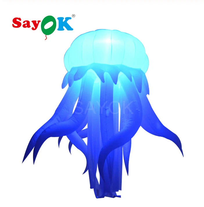 Гигантский надувной светодиодный светильник с подвеской медузы светящийся 16