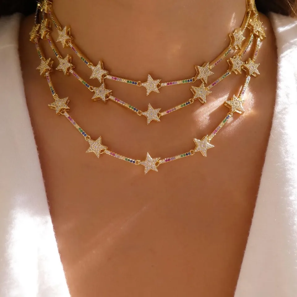 STAR BAR Link Chain Choker Statement Necklaces For Women Rainbow Cz Bar Christmas Gift Star Geometric Simple Fashion Jewelry
STAR BAR Link Chain Choker Statement Necklaces For Women Rainbow Cz Bar Christmas Gift Star Geometric Simple Fashion Jewelry