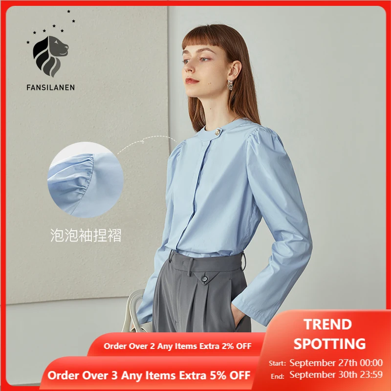 FANSILANEN Office Lady Newly Autumn 2021 Women's Cotton Collar Shirt Button Up Shirt Designed Professional Blouses Women Tops
FANSILANEN Office Lady Newly Autumn 2021 Women's Cotton Collar Shirt Button Up Shirt Designed Professional Blouses Women Tops