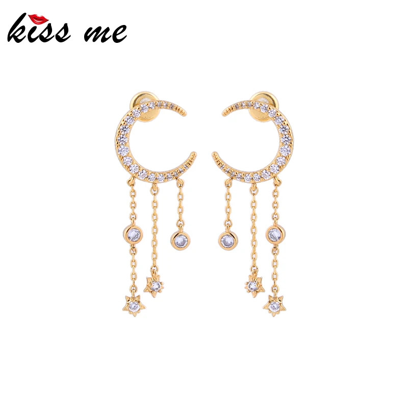 kissme Luxury Zircon Moon Star Dangle Chain Tassel Drop Earrings For Women Anniversary Gifts Gold Color Brass Fashion Jewelry 
kissme Luxury Zircon Moon Star Dangle Chain Tassel Drop Earrings For Women Anniversary Gifts Gold Color Brass Fashion Jewelry