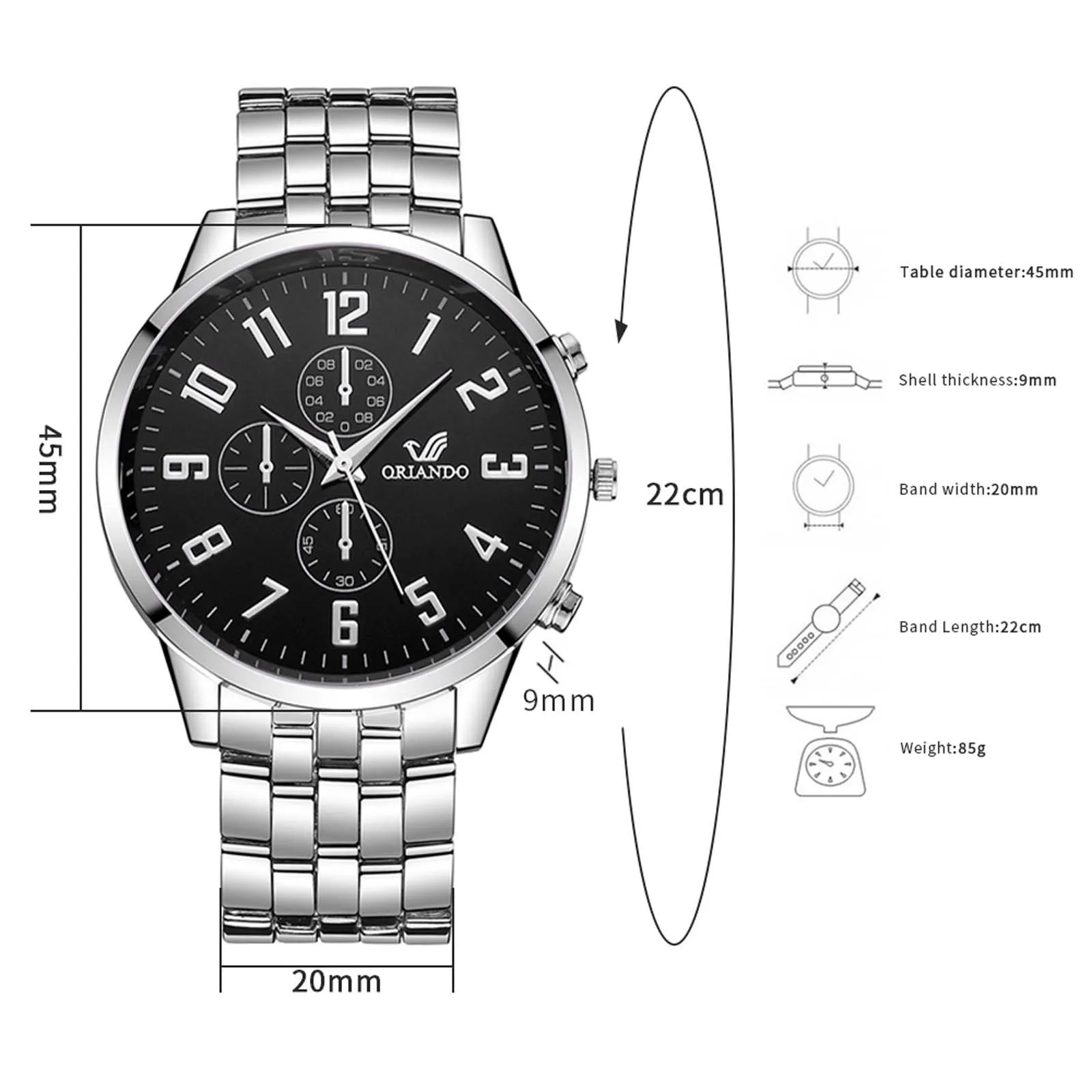 Мужские кварцевые часы с браслетом из нержавеющей стали | Наручные