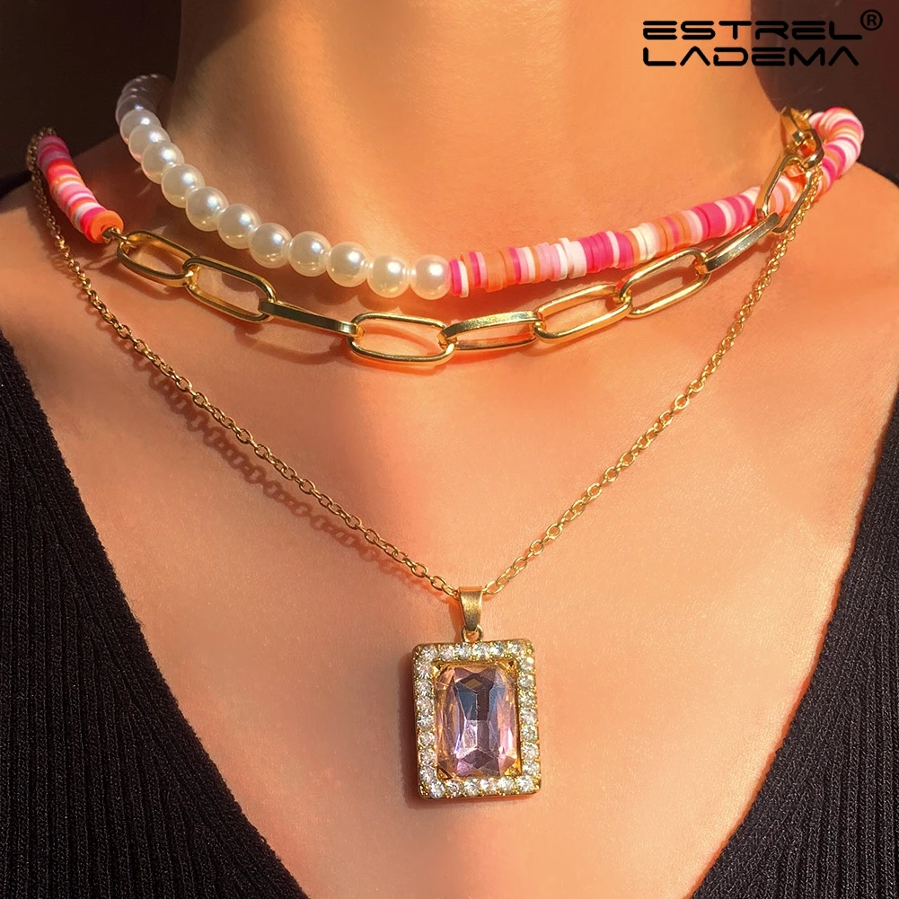 Multi Layer Imitation Pearl Clay Beaded Square Rhinestone Necklace For Women Girls Bohemian Golden Metal Chain Necklaces Jewelry
Multi Layer Imitation Pearl Clay Beaded Square Rhinestone Necklace For Women Girls Bohemian Golden Metal Chain Necklaces Jewelry