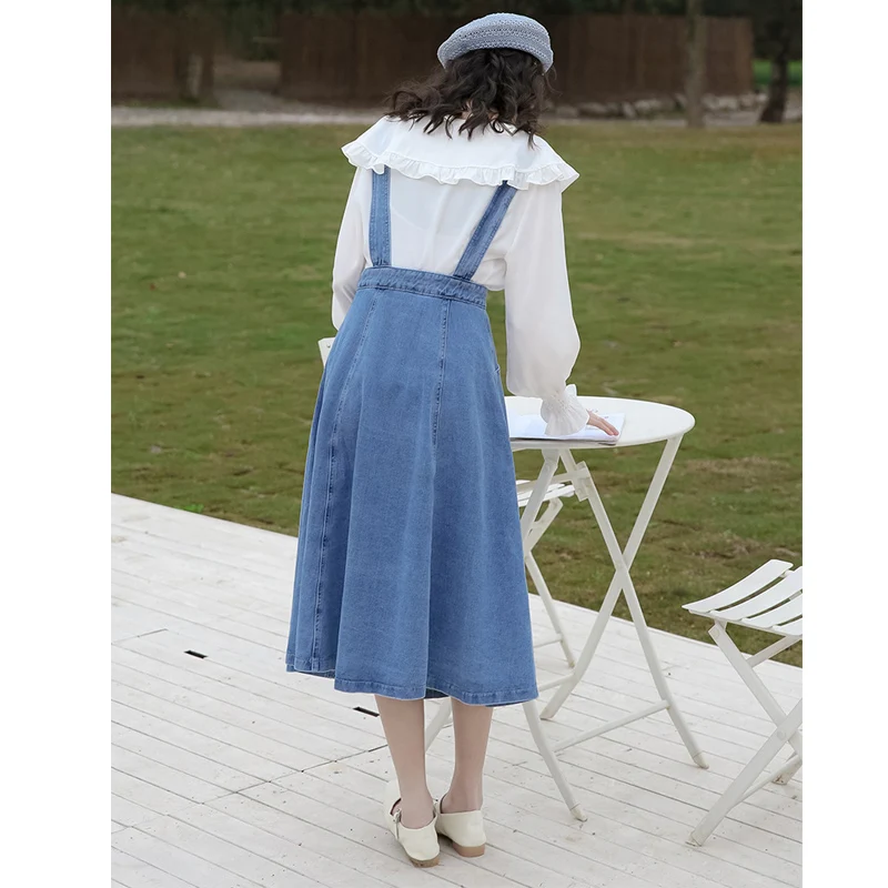 Japanese Fashion Clothing Korean Romper Dresses For Women Elegant A Line Denim Dress Cowboy Blue Knee Length Streetwear Dress
Japanese Fashion Clothing Korean Romper Dresses For Women Elegant A Line Denim Dress Cowboy Blue Knee Length Streetwear Dress