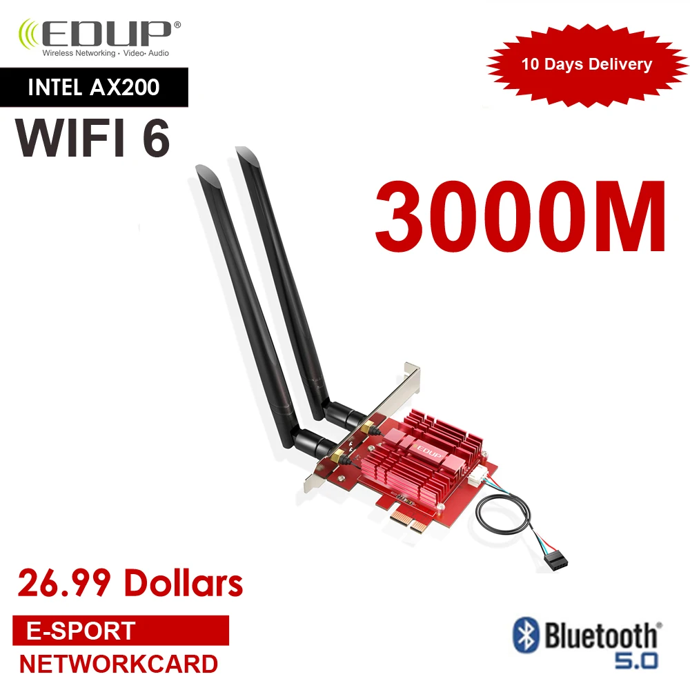 Сетевая карта EDUP 3000 Мбит/с Wi Fi 6 PCI E 802.11ax/ac двухдиапазонный 2 4G/5 ГГц беспроводной