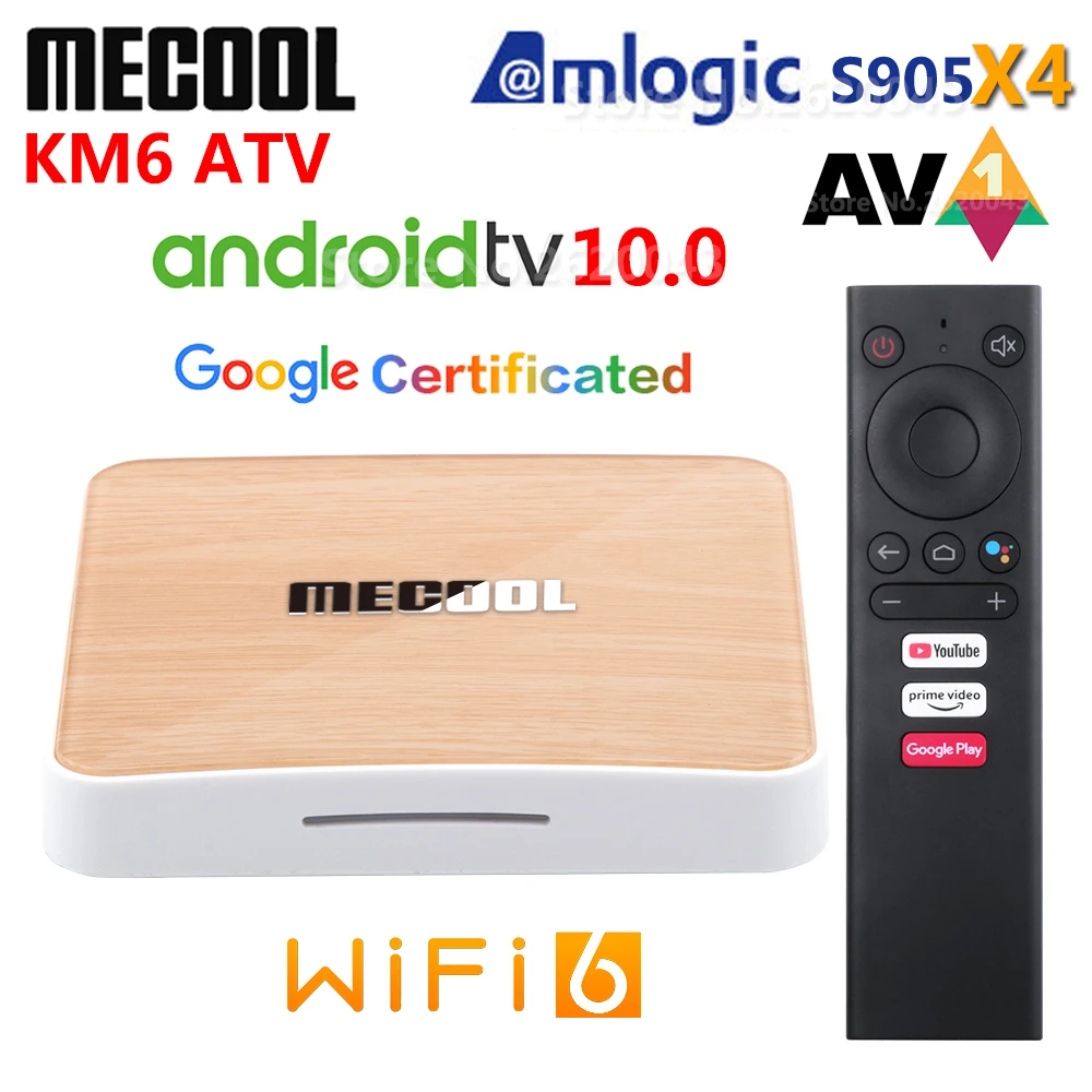 Приставка Смарт ТВ Mecool KM6 A TV Amlogic S905X4 AV1 Android 10 4 Гб ОЗУ 64 ПЗУ 2 4G 5G WiFi 6 Bluetooth 4K HD