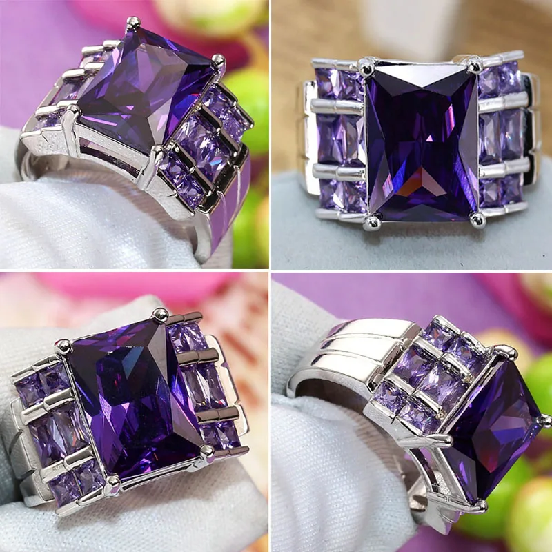 Milangirl Elegant Silver Color Purple Rectangular Crystal Rhinestone ZIrcon Female Metal Ring for Women Party Jewelry Size 5-10
Milangirl Elegant Silver Color Purple Rectangular Crystal Rhinestone ZIrcon Female Metal Ring for Women Party Jewelry Size 5-10