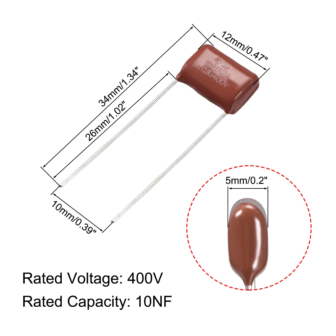 uxcell CBB21 Metallized Polypropylene Film Capacitors for Electric Circuit Energy Saving Lamp 400V 400V 10NF 50pcs
uxcell CBB21 Metallized Polypropylene Film Capacitors for Electric Circuit Energy Saving Lamp 400V 400V 10NF 50pcs