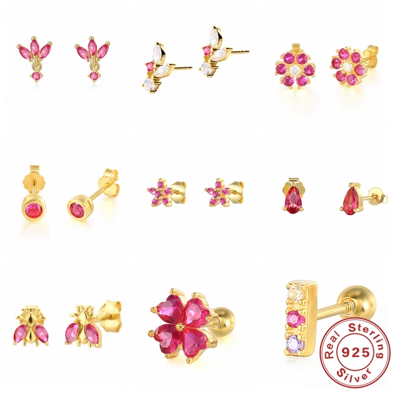 Aide Fashion 925 Sterling Silver Vintage Rose Red Shiny Crystal Zircon Bee Flower Stud Earrings for Women Korean Charm Jewelry
Aide Fashion 925 Sterling Silver Vintage Rose Red Shiny Crystal Zircon Bee Flower Stud Earrings for Women Korean Charm Jewelry