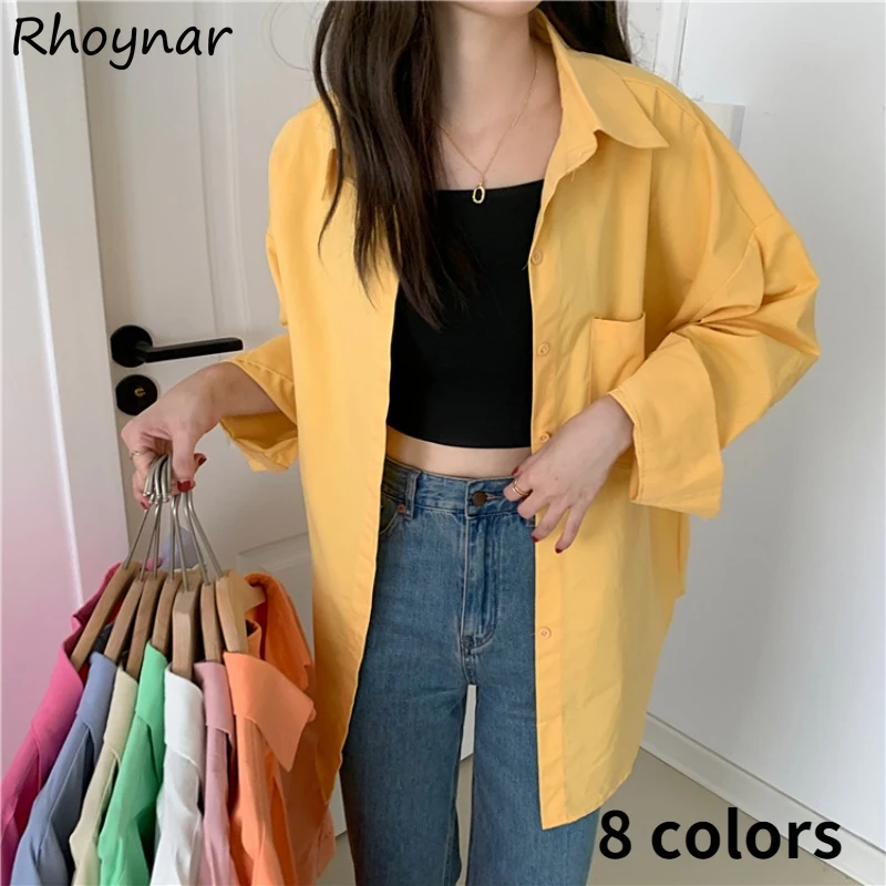Shirts Women Solid Pockets Turn-down Collar 8 Colors Simple Cozy Tops Stylish Holiday Daily Popular Basic Female Korean Style
Shirts Women Solid Pockets Turn-down Collar 8 Colors Simple Cozy Tops Stylish Holiday Daily Popular Basic Female Korean Style