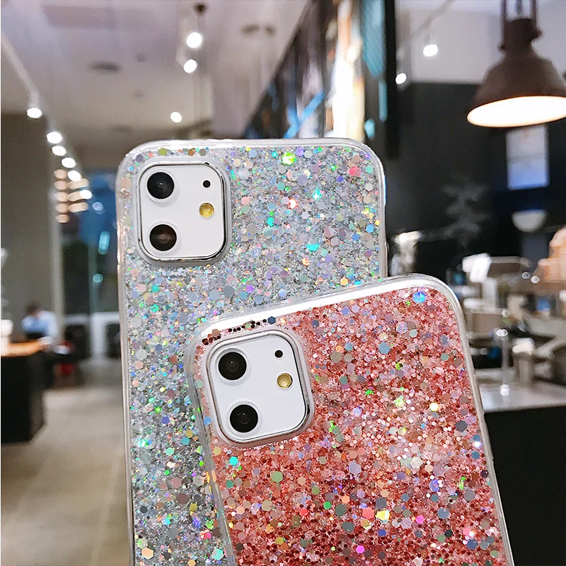 Luxury Sequins Glitter Phone Case For iPhone 11 Pro Max XR XS X 8 7 Plus SE 2 2020 Soft TPU Silicone Shockproof Slim Cover
