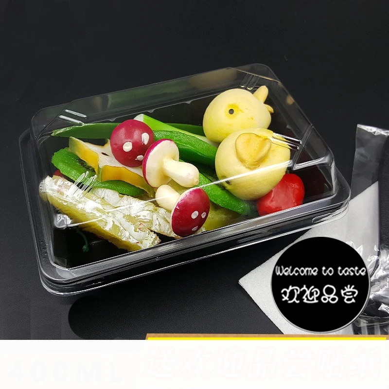 50pcs Disposable plastic salad box western-style food box black takeaway box 400ml
50pcs Disposable plastic salad box western-style food box black takeaway box 400ml