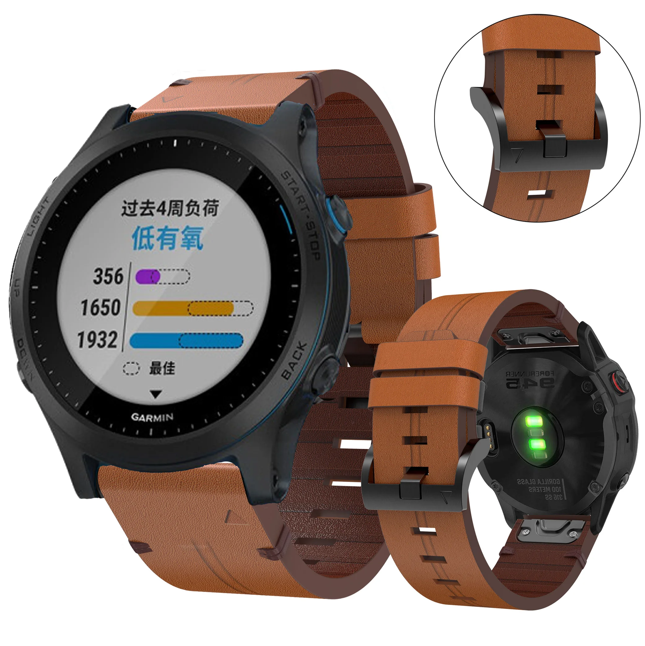 Ремешок из натуральной кожи для Garmin Forerunner 945 935 быстросъемный сменный Браслет
