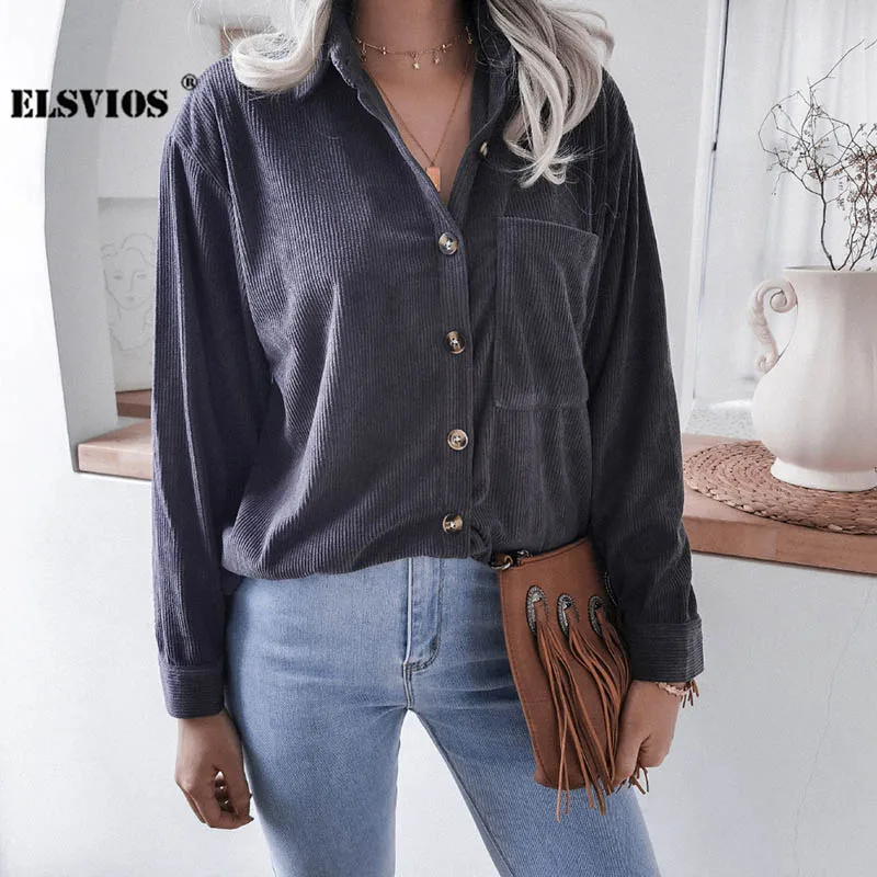 Elegant Fashion New Lapel Corduroy Office Lady Blouses Casual Spring Autumn Solid Color Long Sleeves Slim Buttons Cardigan Shirt
Elegant Fashion New Lapel Corduroy Office Lady Blouses Casual Spring Autumn Solid Color Long Sleeves Slim Buttons Cardigan Shirt