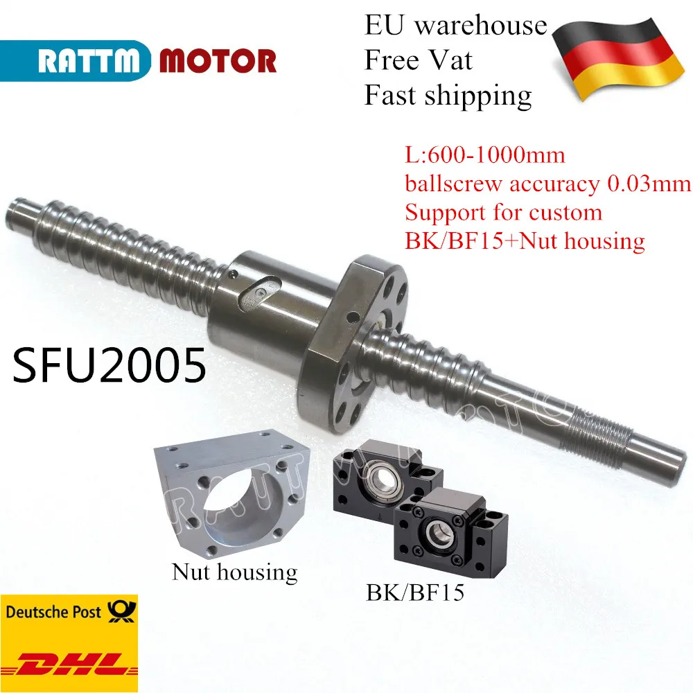 C7 класс SFU2005 20 мм шариковый винт 600 800 1000 с 2005 шариковой гайкой BK/BF15 концевая опора и