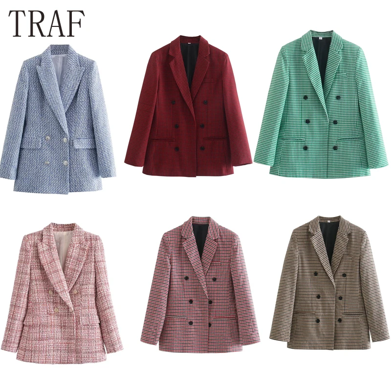TRAF Tweed Blazer Women Vintage Double Breasted Plaid Jacket Woman Winter 2021 Long Sleeve Fitted Coat Casual Female Blazer
TRAF Tweed Blazer Women Vintage Double Breasted Plaid Jacket Woman Winter 2021 Long Sleeve Fitted Coat Casual Female Blazer