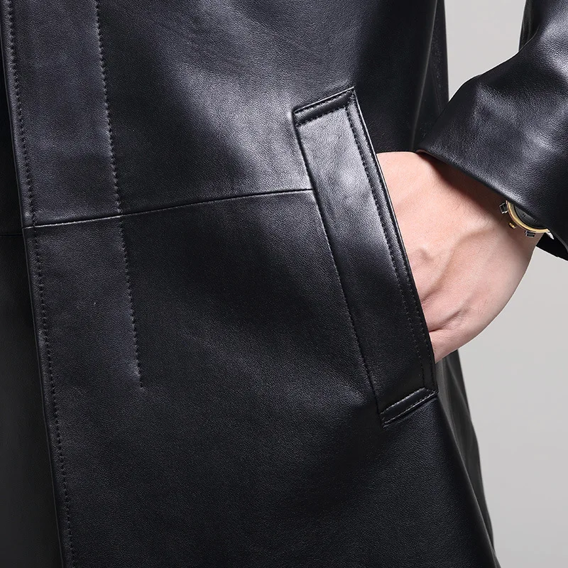 England Style Genuine Leather Mens Trench Single Breasted Lapel Collar Business Man Office Long Jacket Leather Windbreaker Coats
England Style Genuine Leather Mens Trench Single Breasted Lapel Collar Business Man Office Long Jacket Leather Windbreaker Coats