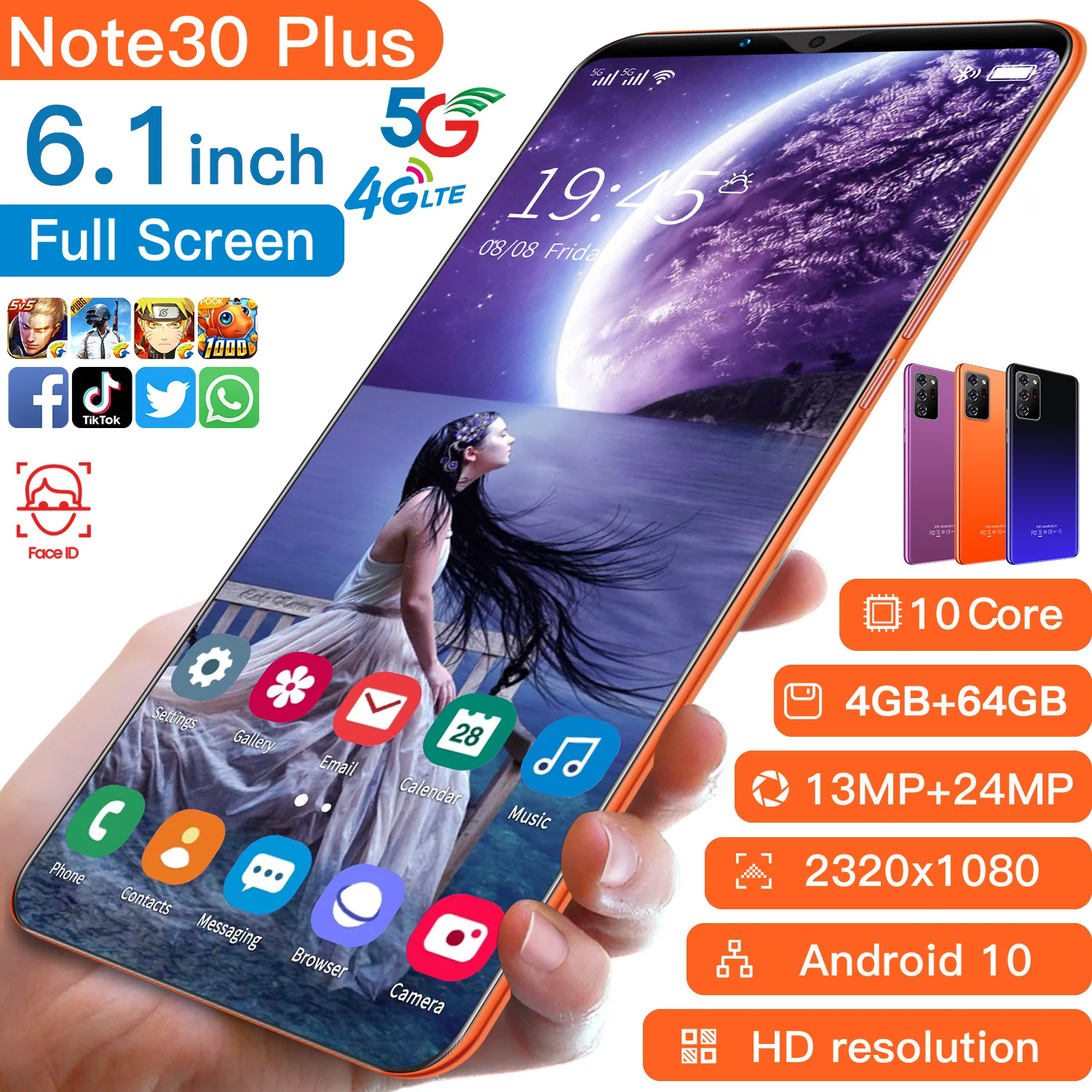 Note30 Plus 6.1 inch Cheap Smartphone Android Phones 6+128GB 4800mah Fingerprint Face Unlock 13+24MP Camera Mobile Phone
Note30 Plus 6.1 inch Cheap Smartphone Android Phones 6+128GB 4800mah Fingerprint Face Unlock 13+24MP Camera Mobile Phone