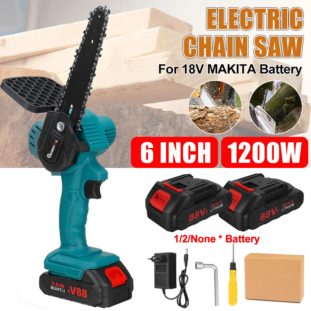 6 Inch 88Vf 1200W Electric Chain Saw With Battery Pruning ChainSaw Cordless Garden Logging Saw Woodworking Cutter Power Tools
6 Inch 88Vf 1200W Electric Chain Saw With Battery Pruning ChainSaw Cordless Garden Logging Saw Woodworking Cutter Power Tools