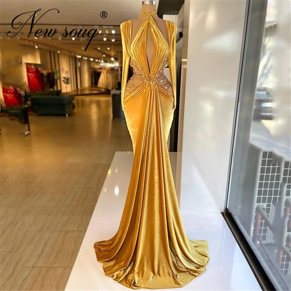 Gold Long Sleeves Evening Dress 2022 Velvet Beaded Party Gowns Arabic Kaftans Crystals Celebrity Prom Dresses Robe De Soiree
Gold Long Sleeves Evening Dress 2022 Velvet Beaded Party Gowns Arabic Kaftans Crystals Celebrity Prom Dresses Robe De Soiree