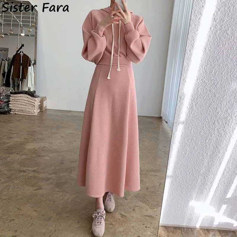 Sister Fara New Spring Autumn Women's Loose Hooded Sweaters+High Waist Long A Line Half Skirt Ladies Solid Casual Two Piece Suit
Sister Fara New Spring Autumn Women's Loose Hooded Sweaters+High Waist Long A Line Half Skirt Ladies Solid Casual Two Piece Suit