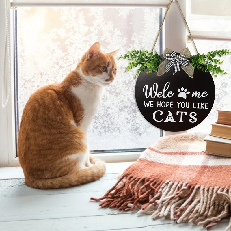 Wreath Sign for Farmhouse Front Porch Decor We Hope You Like Cats Door Hanging with Greenery Gift for Christmas Decor
Wreath Sign for Farmhouse Front Porch Decor We Hope You Like Cats Door Hanging with Greenery Gift for Christmas Decor