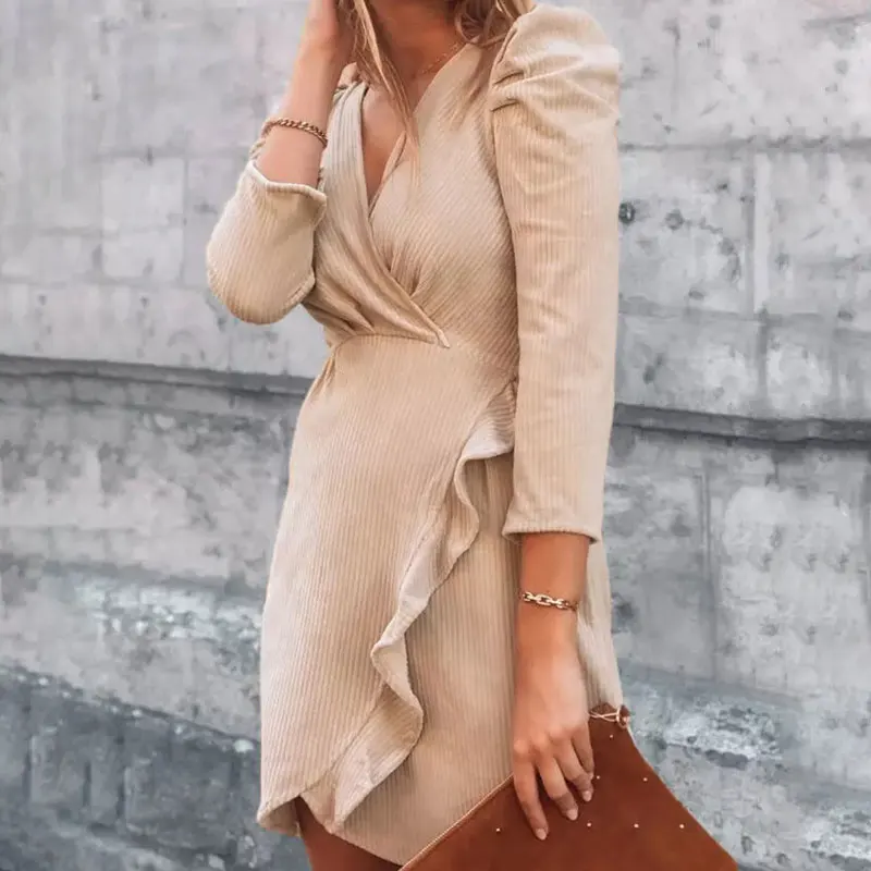 Autumn Office Lady Puff Sleeve Solid Mini Dress V Neck Ruffles Slim Decor Elegant Khaki Spring Bodycon Plus size Party Dresses
Autumn Office Lady Puff Sleeve Solid Mini Dress V Neck Ruffles Slim Decor Elegant Khaki Spring Bodycon Plus size Party Dresses