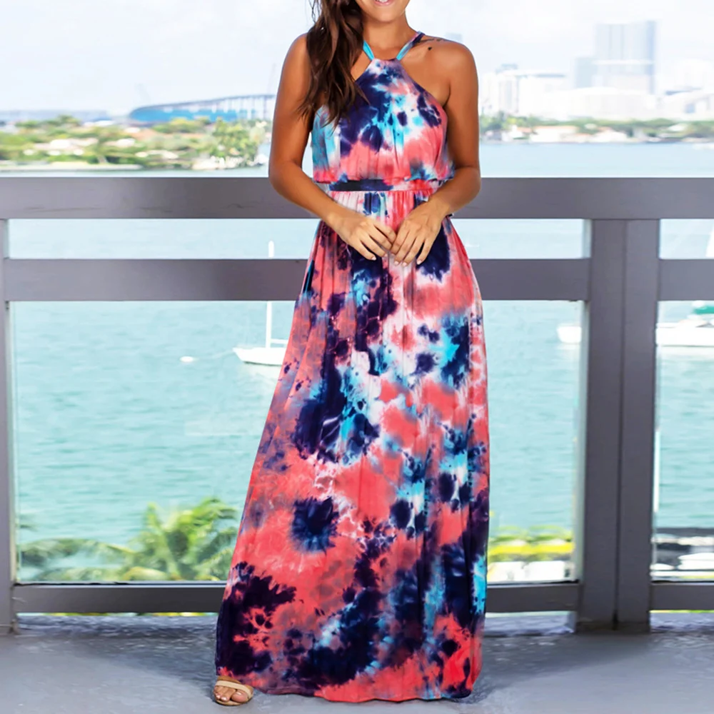 Printing And Dyeing 2020 Summer Long Dress Sexy Sleeveless Spaghetti Strap Women Dresses Fashion Bacless Beach Tunic Maxi Robe
Printing And Dyeing 2020 Summer Long Dress Sexy Sleeveless Spaghetti Strap Women Dresses Fashion Bacless Beach Tunic Maxi Robe