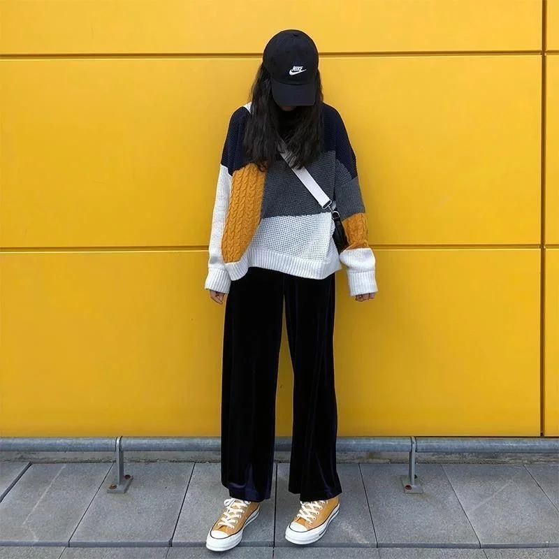 Casual Hedging Fashion Wild Trend Lazy Style Color Matching Cute Sweet Simple Round Neck Korean Loose Knit Sweater Top
Casual Hedging Fashion Wild Trend Lazy Style Color Matching Cute Sweet Simple Round Neck Korean Loose Knit Sweater Top