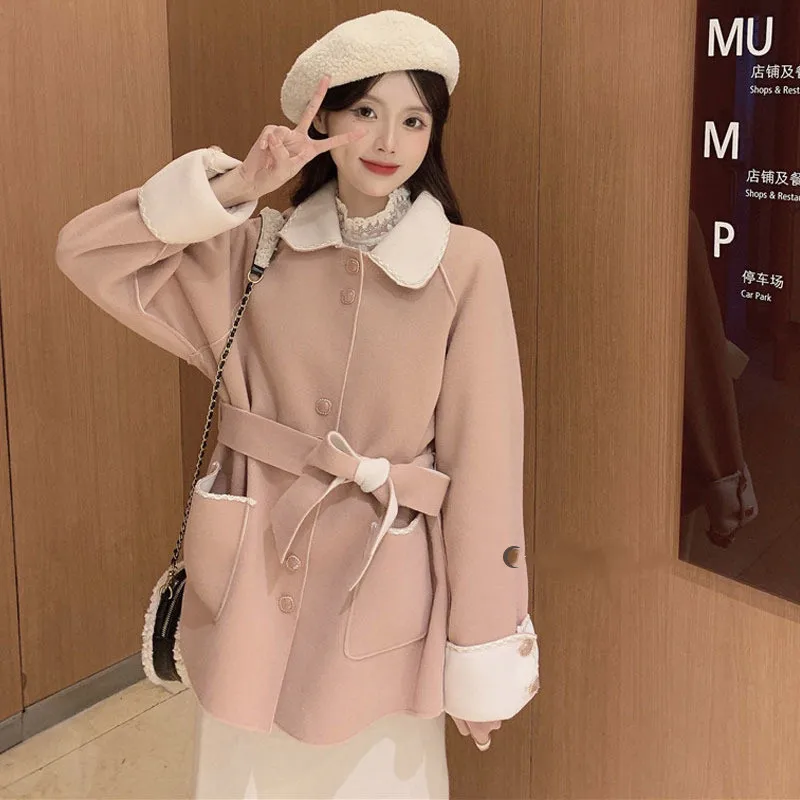 Temperament Women Woolen Coat 2020 Autumn Winter New Korean Fashion Mid-Length All-Match Pink Double Sided Woolens Jacket Female
Temperament Women Woolen Coat 2020 Autumn Winter New Korean Fashion Mid-Length All-Match Pink Double Sided Woolens Jacket Female