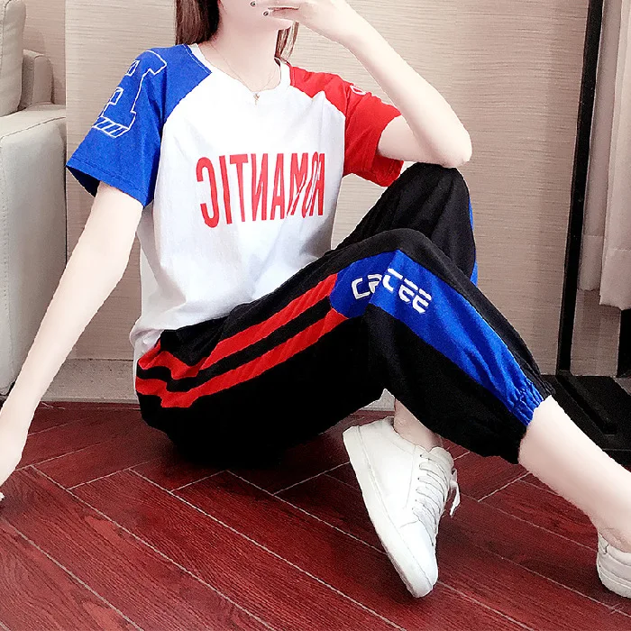 Casual Sports Suit Women 2021 Summer New Loose Fashion Running Trolling Dance Hip Hop Two-piece Trendy T-shirt + Pant 2pcs
Casual Sports Suit Women 2021 Summer New Loose Fashion Running Trolling Dance Hip Hop Two-piece Trendy T-shirt + Pant 2pcs