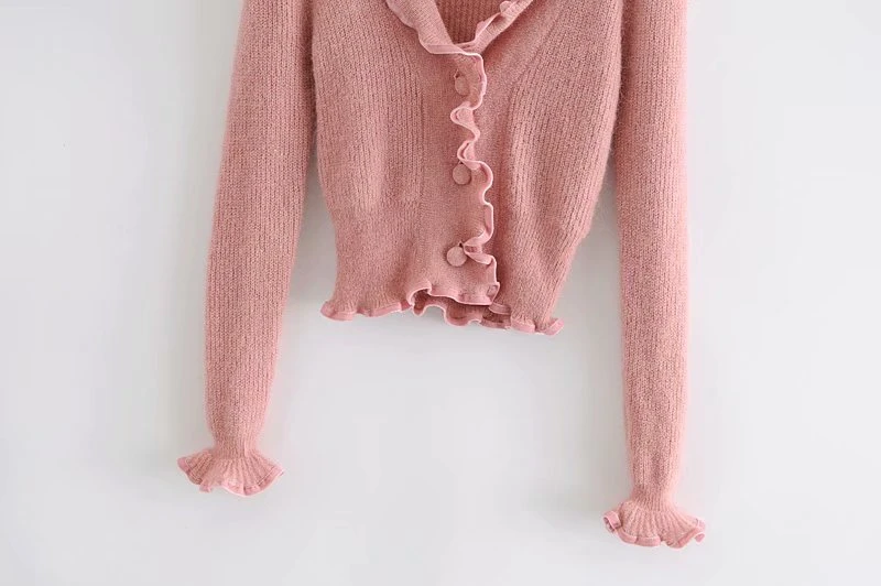 Elegant Women Ruffles Pink Shirt 2020 Fashion LadIes Solid Knitted Jacket Sweet Female Causal V-Neck Tops Chic Girls Slim Sets
Elegant Women Ruffles Pink Shirt 2020 Fashion LadIes Solid Knitted Jacket Sweet Female Causal V-Neck Tops Chic Girls Slim Sets