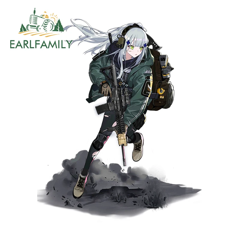 EARLFAMILY 13 см x 10,5 см для девочек, передняя линия HK416, автомобильные аксессуары, наклейки на доску для серфинга, окна, ноутбук, наклейка, фургон, в...