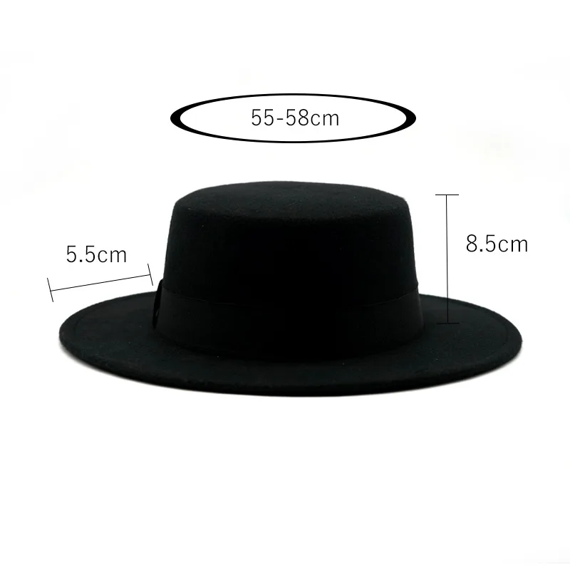 Woolen Women Hat Classic Solid Color Felt Fedoras Hats Female Lady Wide Brim Flat Top Jazz Cap Bucket Hat Winter Spring Summer
Woolen Women Hat Classic Solid Color Felt Fedoras Hats Female Lady Wide Brim Flat Top Jazz Cap Bucket Hat Winter Spring Summer