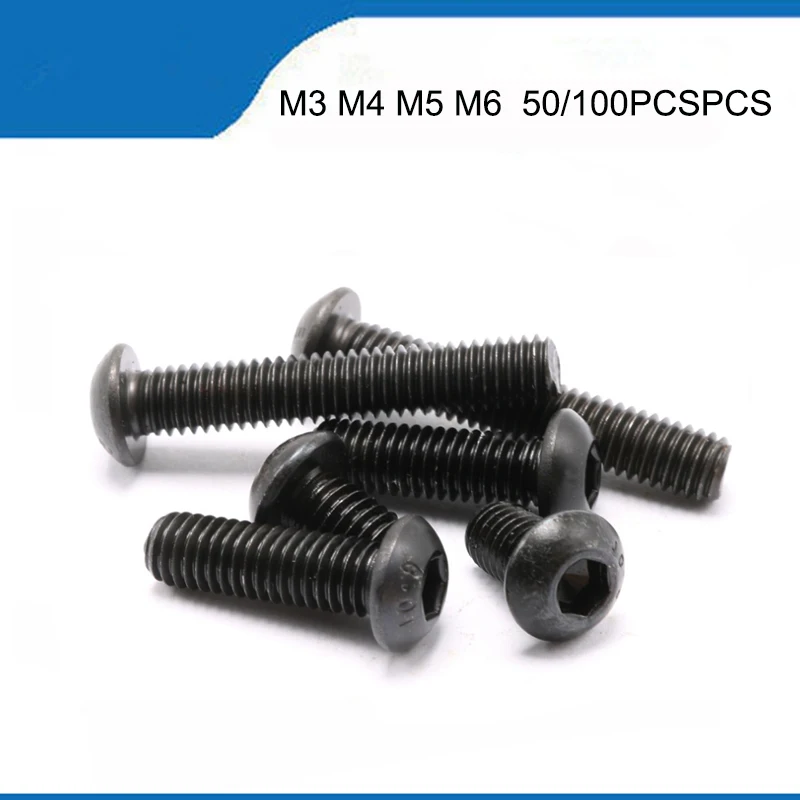 100pcs/lot ISO7380 Hex Screw M2 M2.5 M3 M4 M5 M6 Black Button Head Hex Socket Cap Screw Hexagon Socket Round Head Screws
100pcs/lot ISO7380 Hex Screw M2 M2.5 M3 M4 M5 M6 Black Button Head Hex Socket Cap Screw Hexagon Socket Round Head Screws