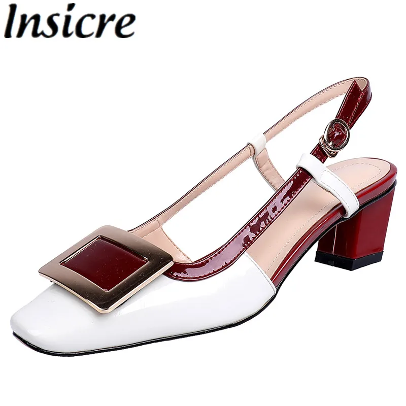 Insicre 2021 Summer Fashion Women Sandals Square Toe Buckle Patent Leather Metal Knot Thick High Heel Shoes Mixed Colors Size 42
Insicre 2021 Summer Fashion Women Sandals Square Toe Buckle Patent Leather Metal Knot Thick High Heel Shoes Mixed Colors Size 42