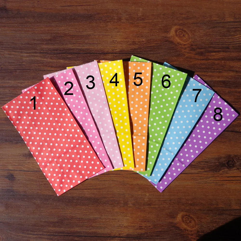 8pcs Clolrful Paper Bags Dots Treat Gift Wrapping Baked Goods Bag Stationery Envelope | Канцтовары для офиса и дома